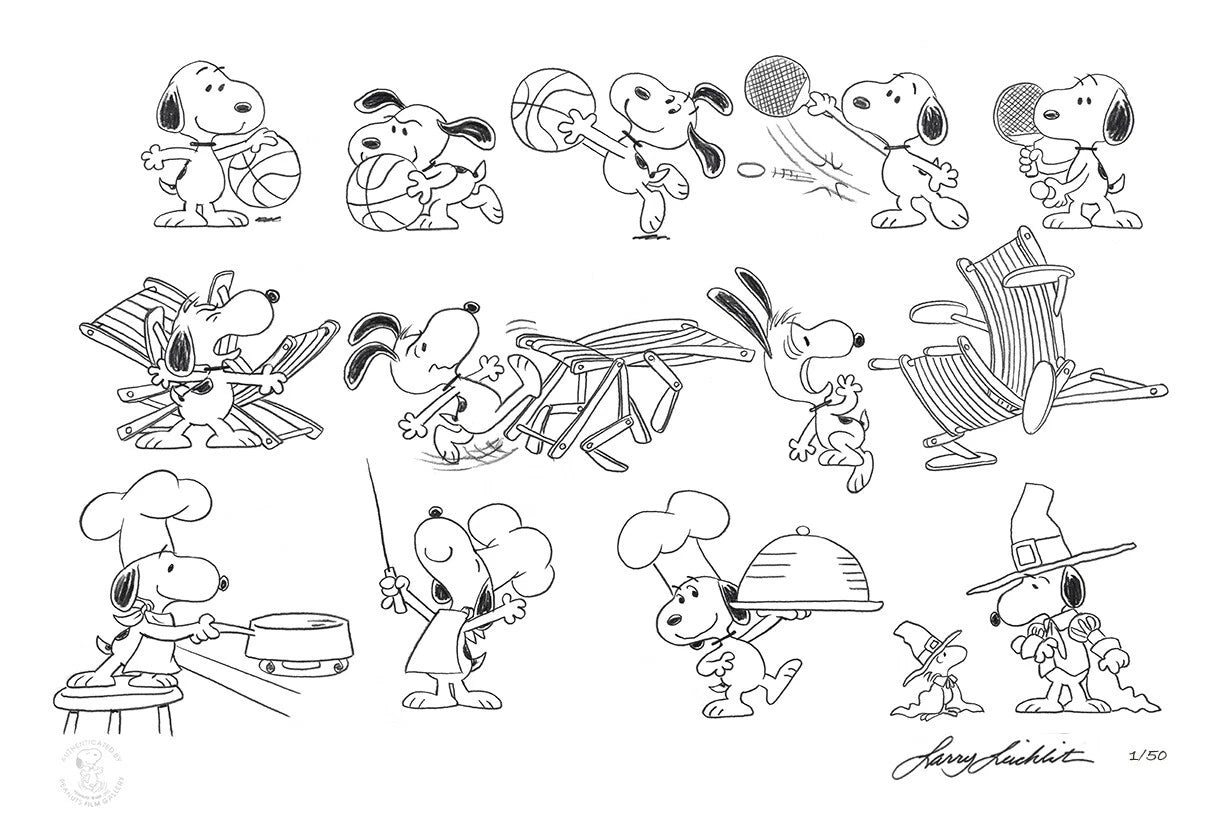 PEANUTS 4 LOT of THANKSGIVING Animation Art Pieces Bill Melendez Snoopy Charlie Brown Charles M. Schulz