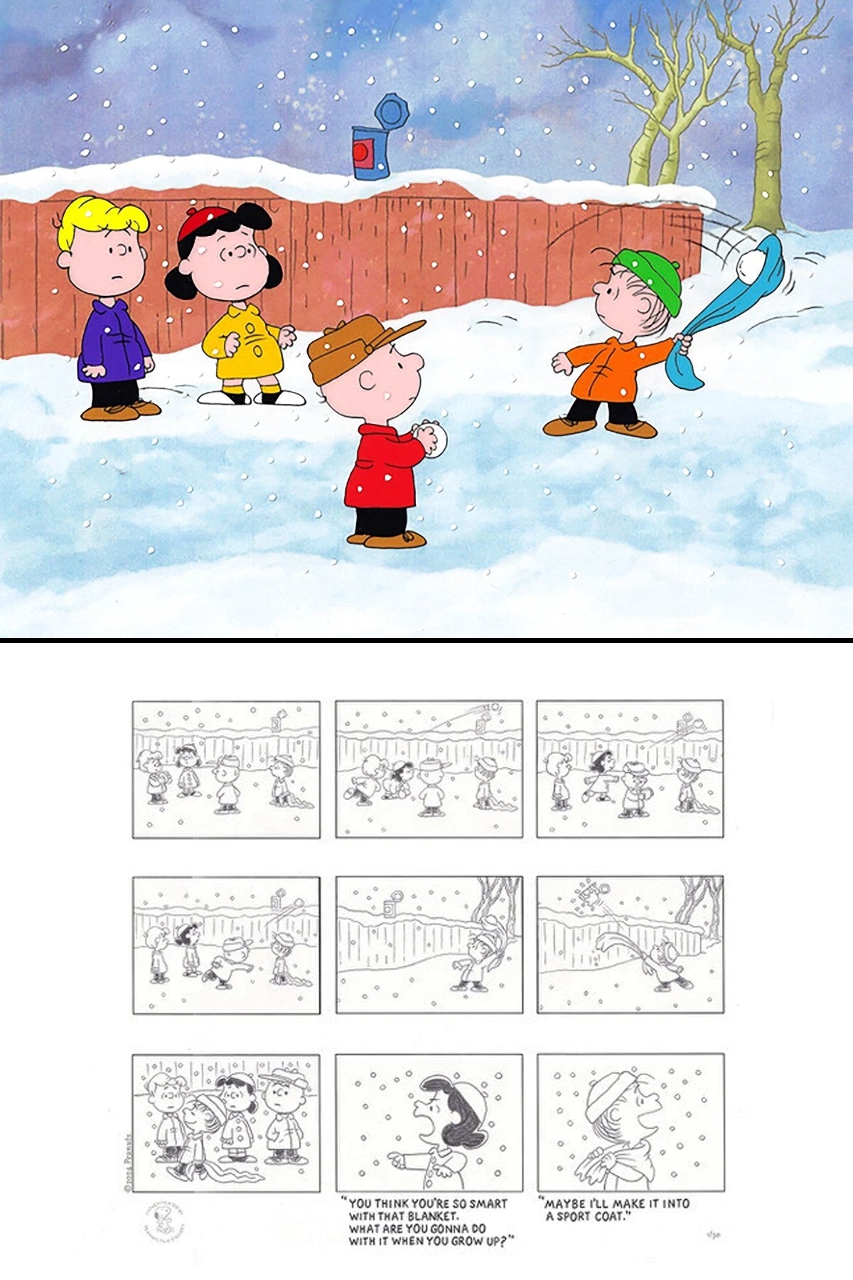 PEANUTS 4 LOT of CHRISTMAS Animation Art Pieces Bill Melendez Snoopy Charles M. Schulz It's A Charlie Brown Christmas