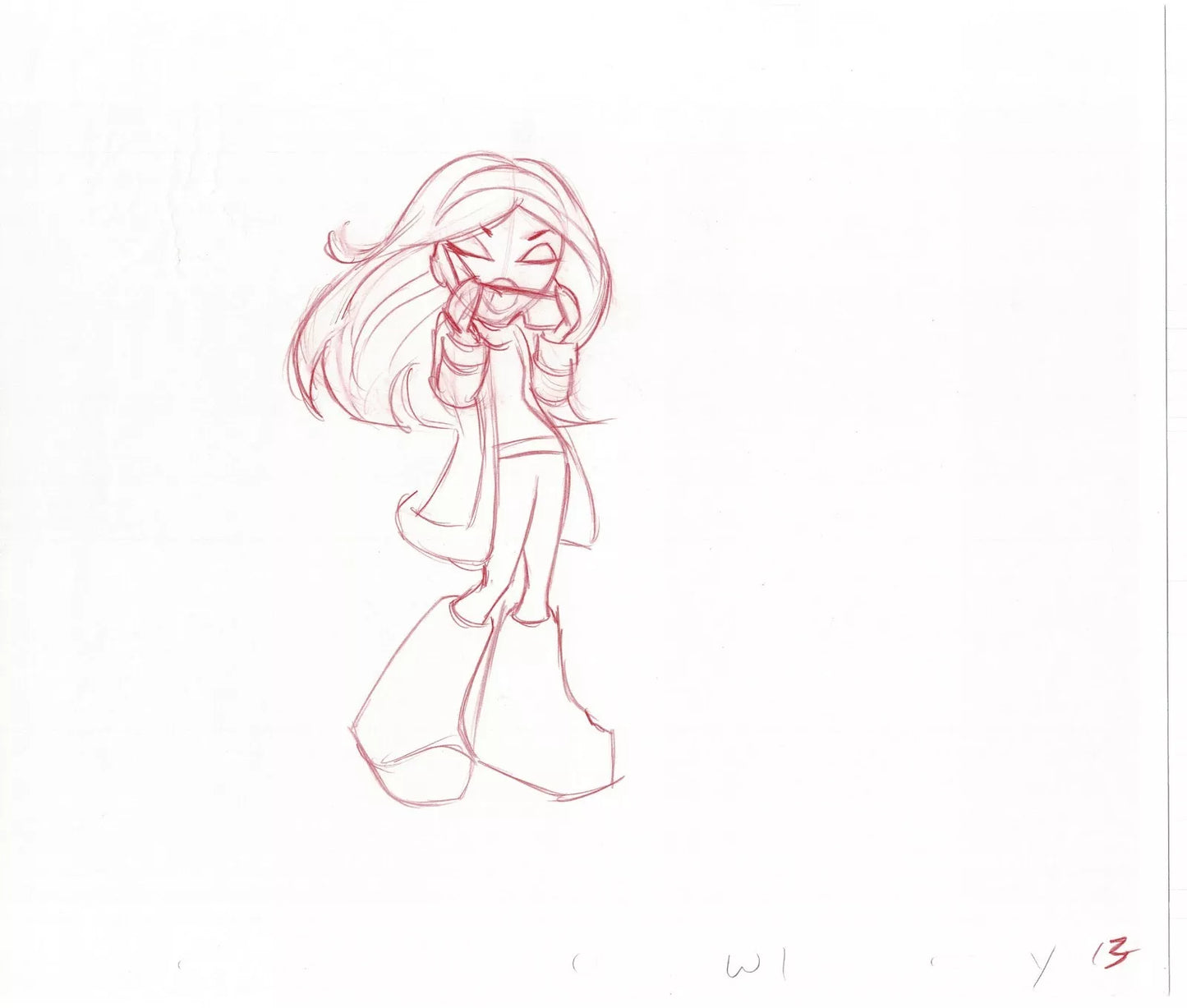 BRATZ Yasmine 2 LOT Commercial Production Animation Cel Drawings 2003 A-14-16