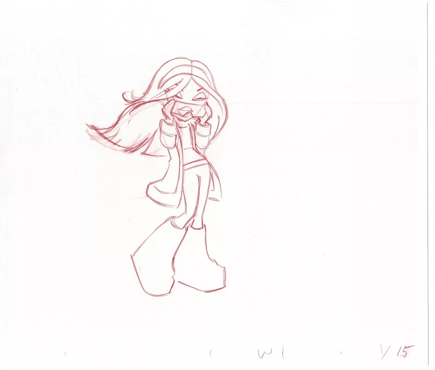 BRATZ Yasmine 2 LOT Commercial Production Animation Cel Drawings 2003 A-14-16
