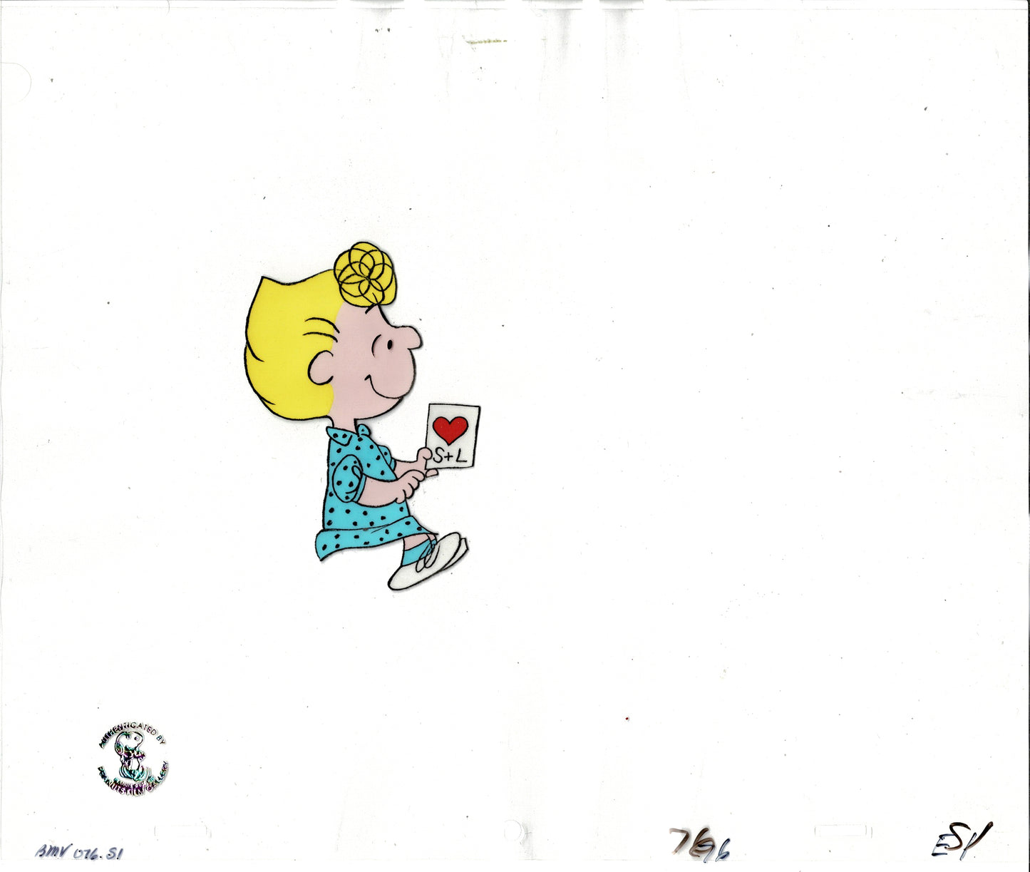 PEANUTS Be My Valentine Charlie Brown Sally Production Animation Cel Setup and Drawings from 1975 Charles Schulz Melendez Studio-Direct 7S1