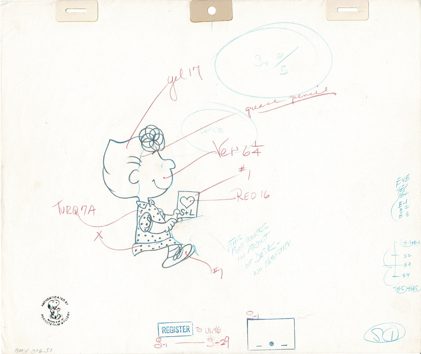 PEANUTS Be My Valentine Charlie Brown Sally Production Animation Cel Setup and Drawings from 1975 Charles Schulz Melendez Studio-Direct 7S1