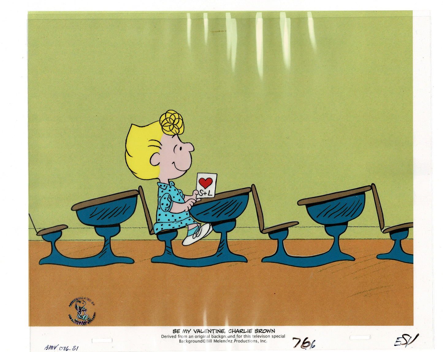 PEANUTS Be My Valentine Charlie Brown Sally Production Animation Cel Setup and Drawings from 1975 Charles Schulz Melendez Studio-Direct 7S1
