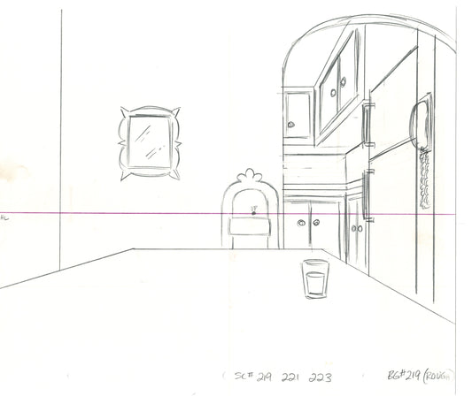 The Simpsons Original Production Animation Background Drawing Fox BK-002