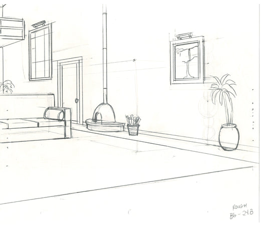 The Simpsons Original Production Animation Background Drawing Fox BK-012