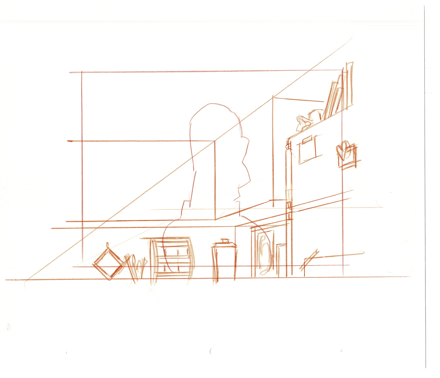 The Simpsons Original Production Animation Background Drawing Fox BK-026