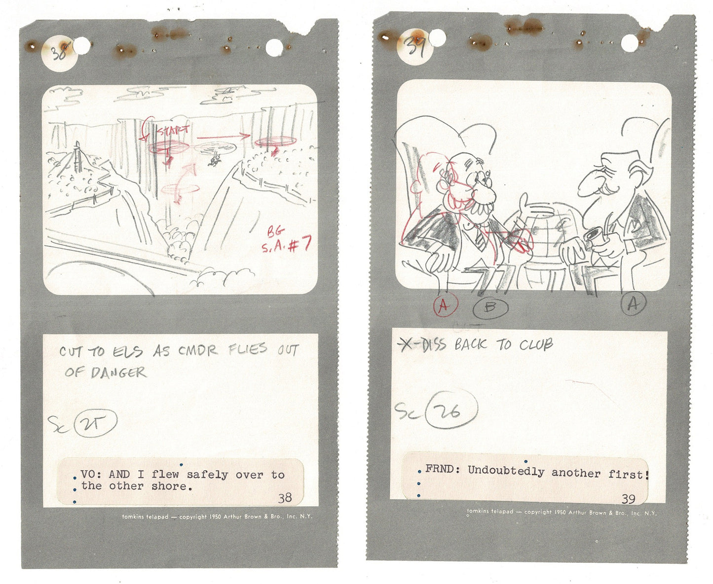 Commander McBragg From Underdog Pair of Hand-drawn Production Storyboards drawn by Joe Harris at Total TV 1966 s10