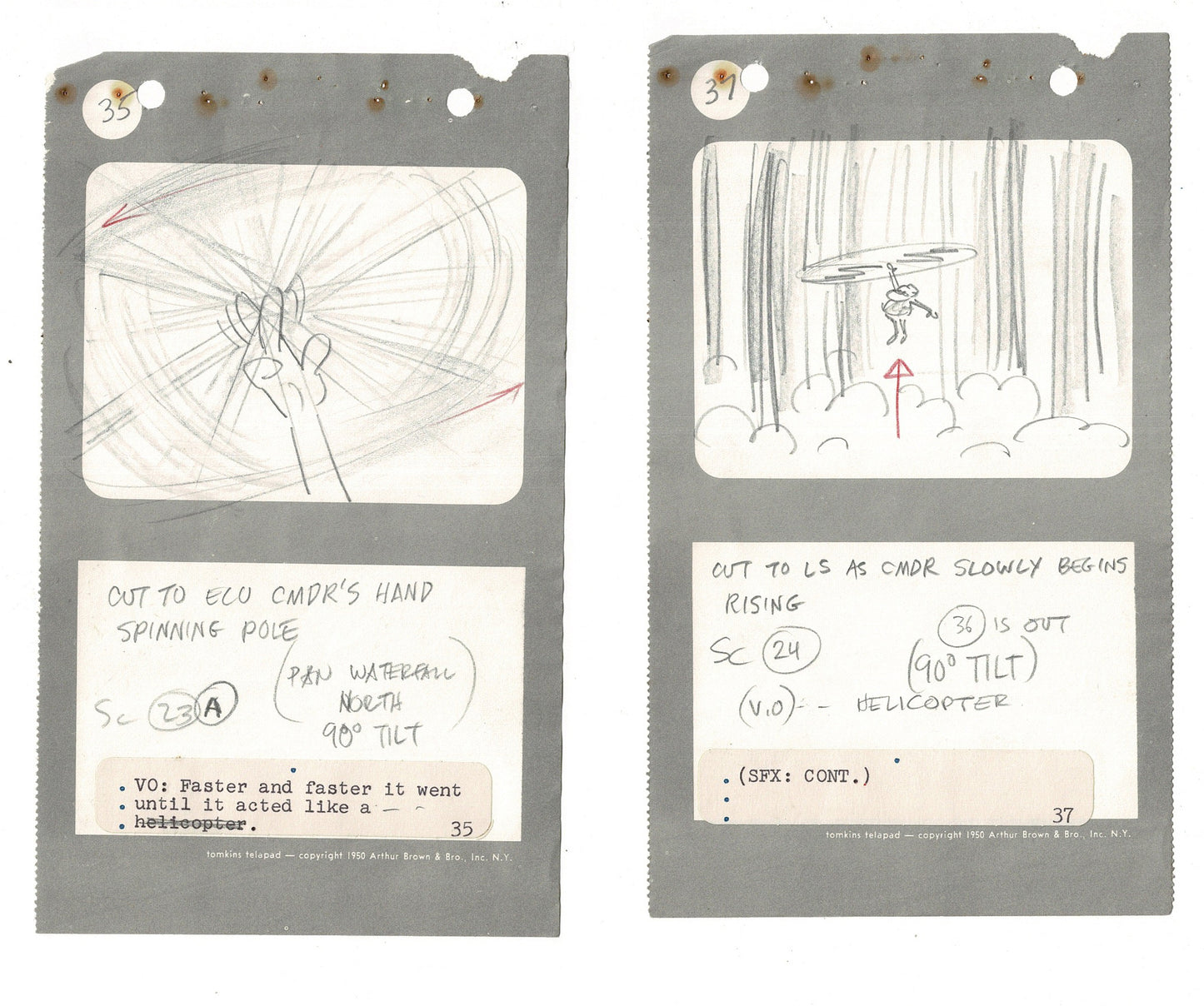 Commander McBragg From Underdog Pair of Hand-drawn Production Storyboards drawn by Joe Harris at Total TV 1966 s11