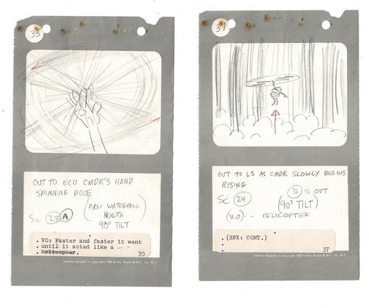 Commander McBragg From Underdog Pair of Hand-drawn Production Storyboards drawn by Joe Harris at Total TV 1966 s11