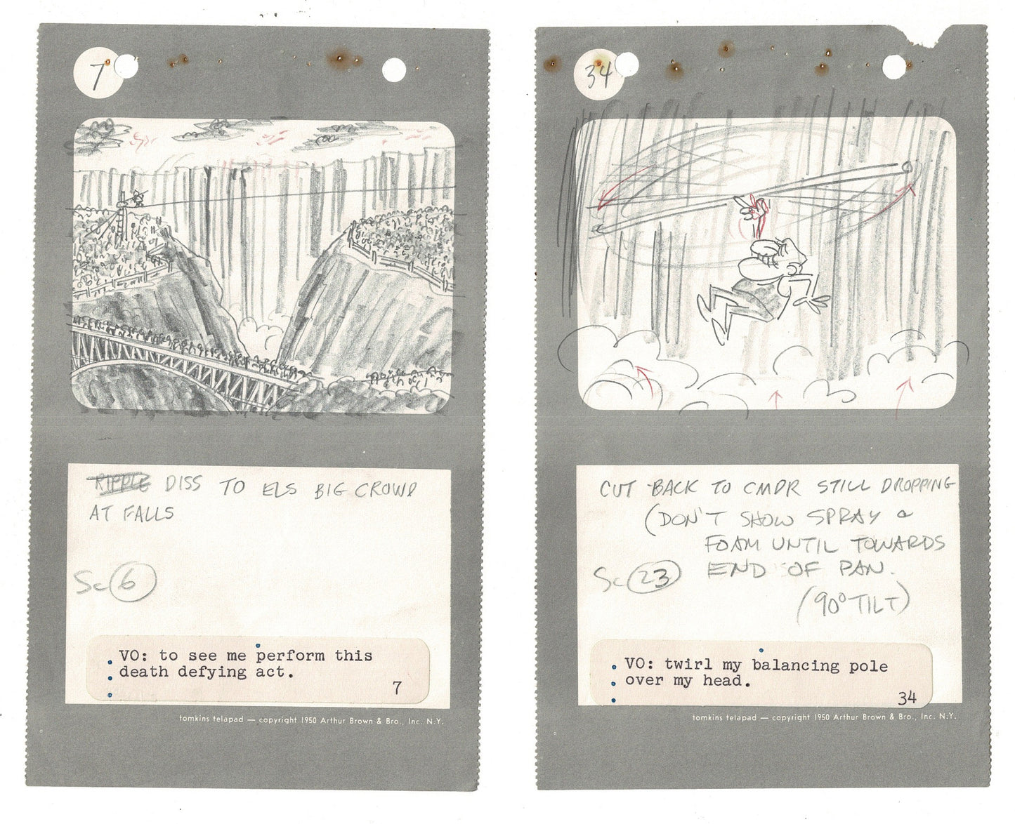 Commander McBragg From Underdog Pair of Hand-drawn Production Storyboards drawn by Joe Harris at Total TV 1966 s12
