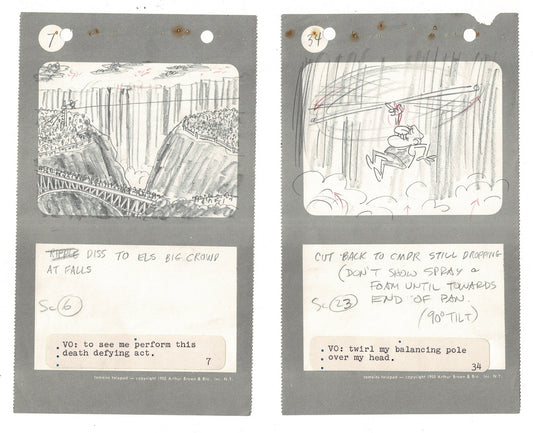 Commander McBragg From Underdog Pair of Hand-drawn Production Storyboards drawn by Joe Harris at Total TV 1966 s12