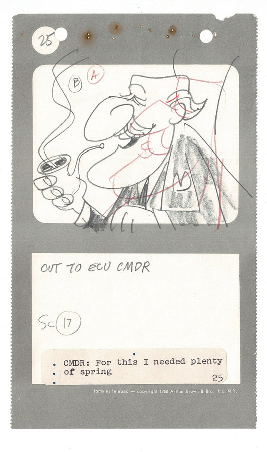 Commander McBragg From Underdog Hand-drawn Production Storyboard drawn by Joe Harris at Total TV 1966 s2
