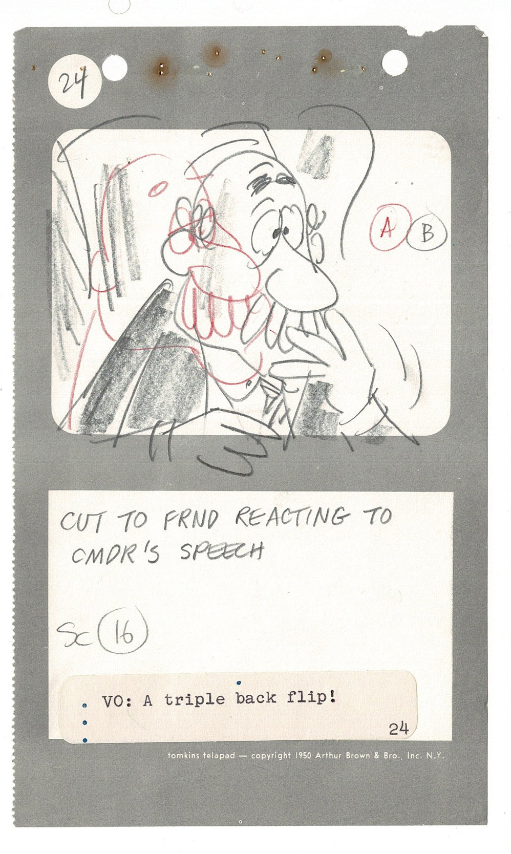 Commander McBragg From Underdog Hand-drawn Production Storyboard drawn by Joe Harris at Total TV 1966 s3