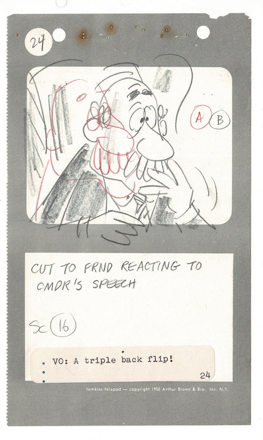 Commander McBragg From Underdog Hand-drawn Production Storyboard drawn by Joe Harris at Total TV 1966 s3