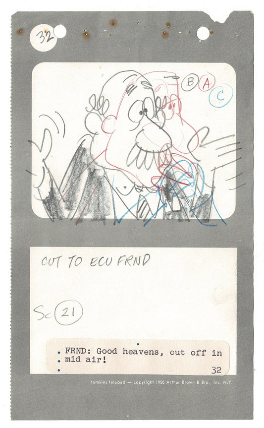 Commander McBragg From Underdog Hand-drawn Production Storyboard drawn by Joe Harris at Total TV 1966 s4
