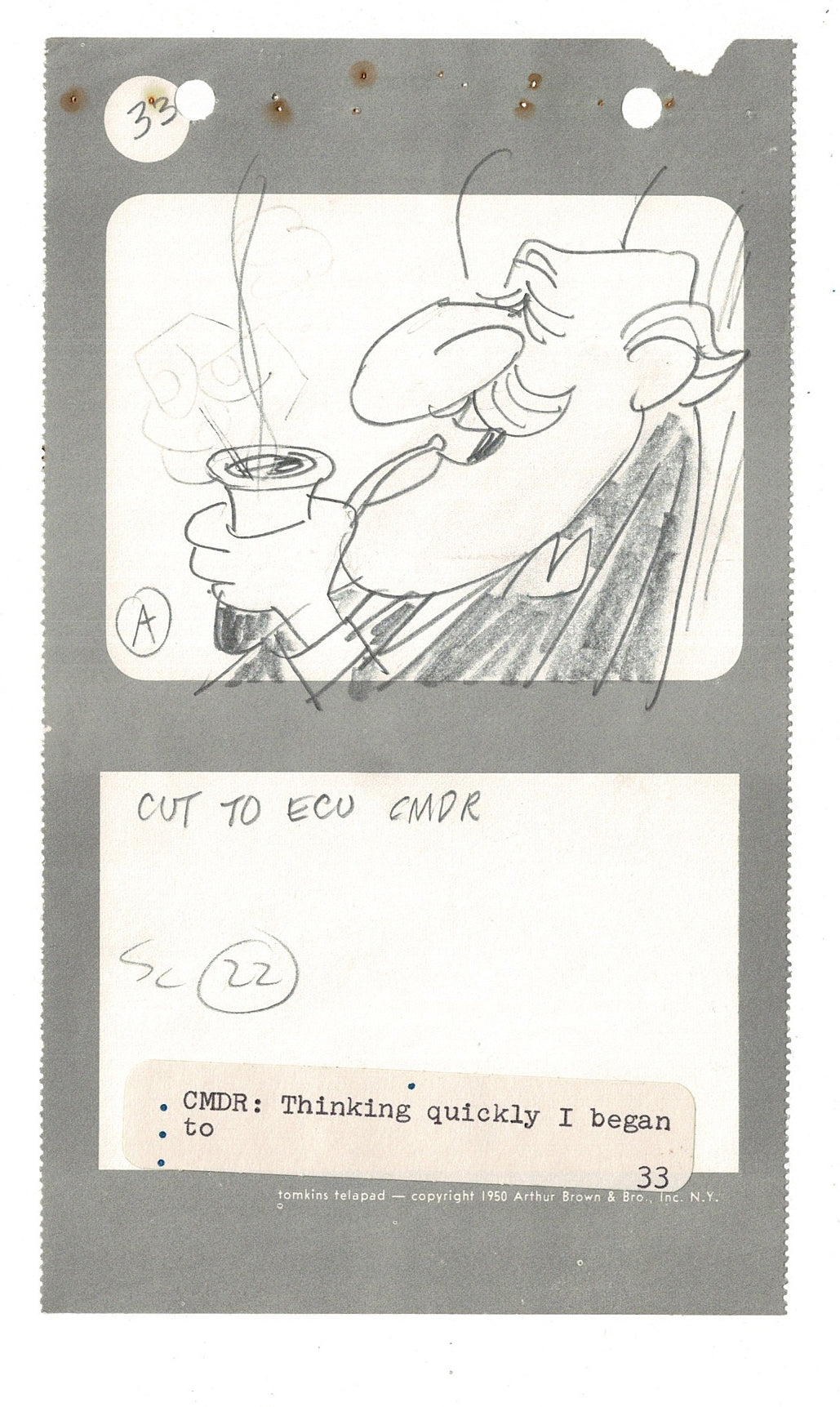 Commander McBragg From Underdog Hand-drawn Production Storyboard drawn by Joe Harris at Total TV 1966 s7