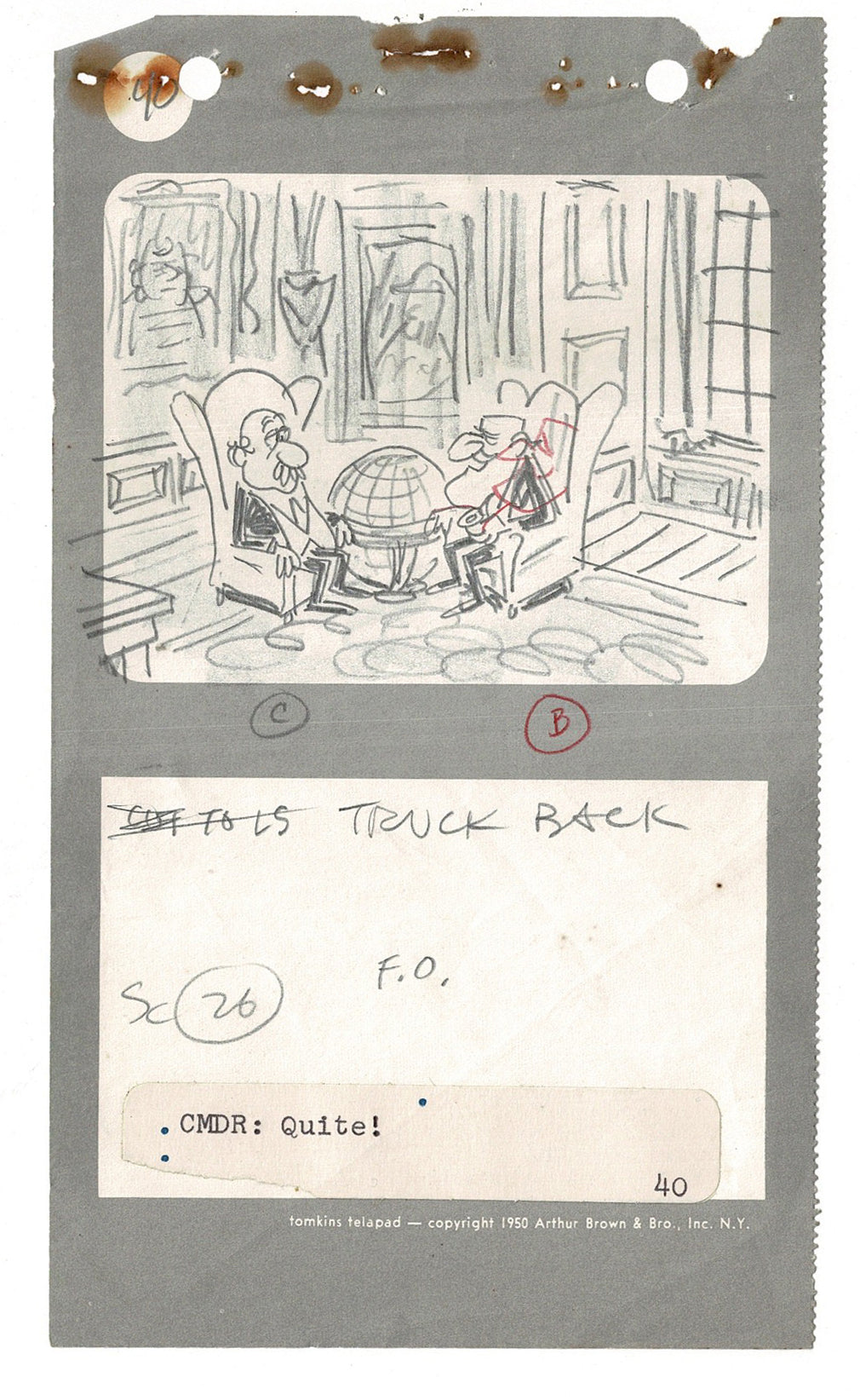 Commander McBragg From Underdog Hand-drawn Production Storyboard drawn by Joe Harris at Total TV 1966 s8