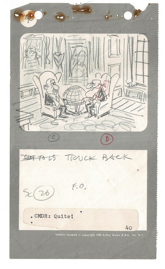 Commander McBragg From Underdog Hand-drawn Production Storyboard drawn by Joe Harris at Total TV 1966 s8