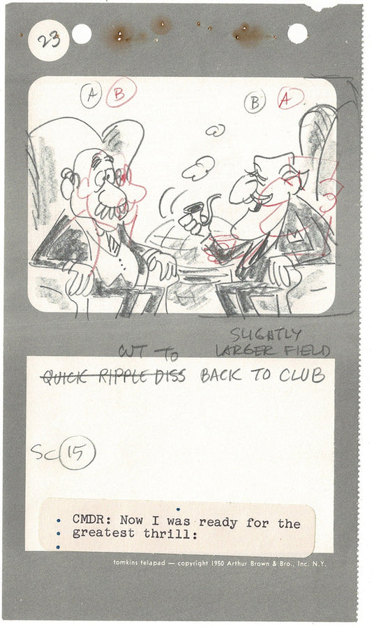 Commander McBragg From Underdog Hand-drawn Production Storyboard drawn by Joe Harris at Total TV 1966 s9