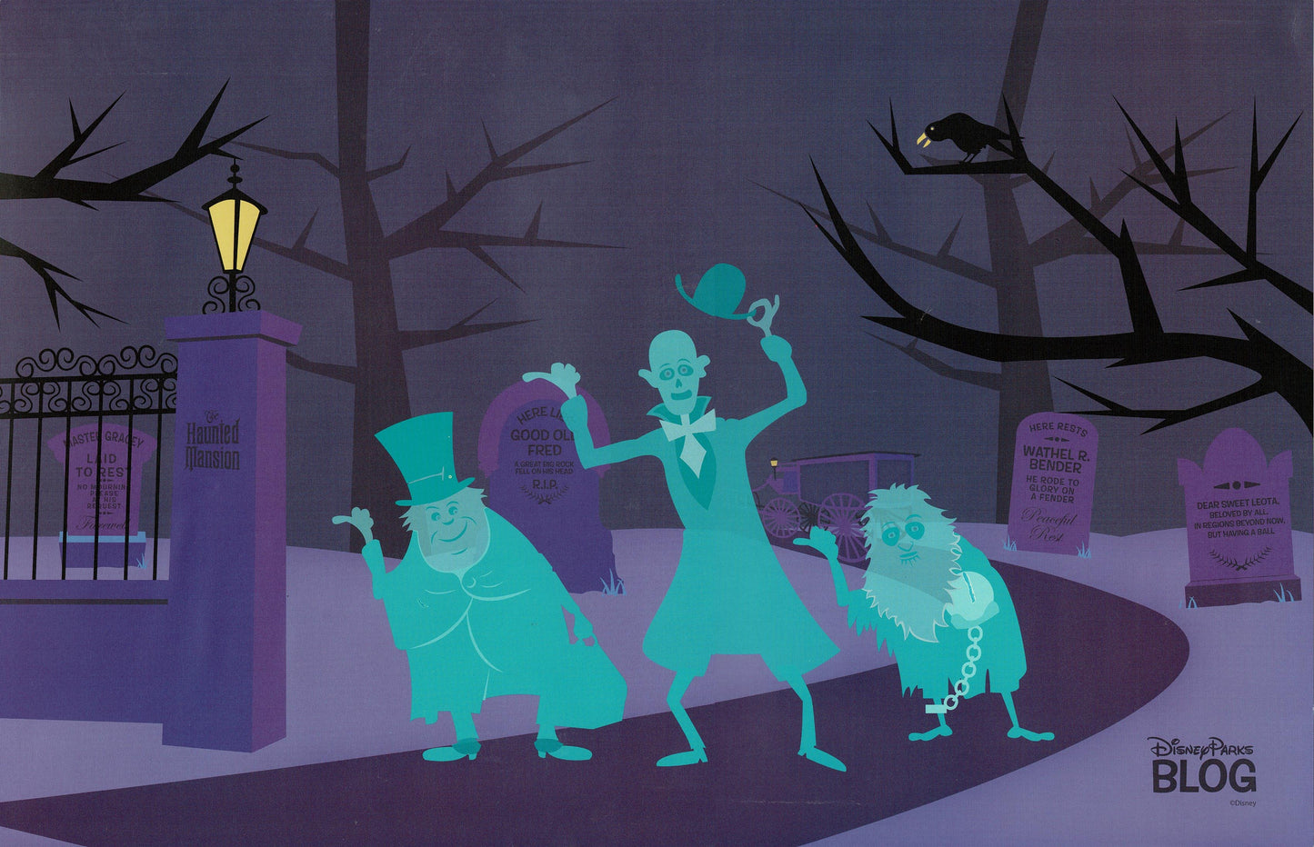 Haunted Mansion Hitchhiking Ghosts Disney Blog Shag Print 2000s