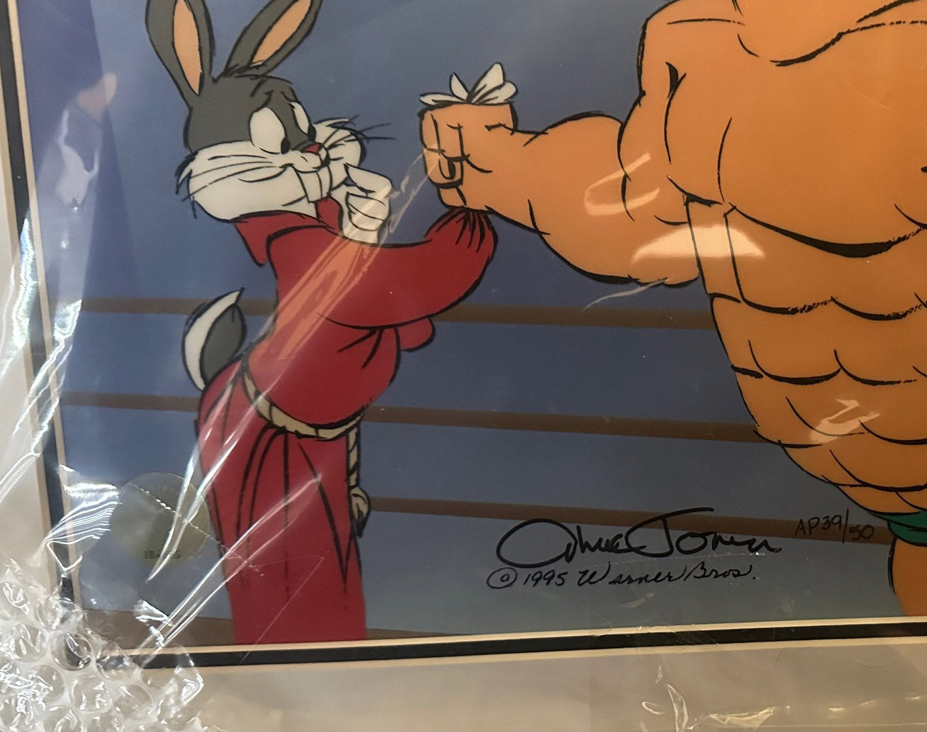 Chuck Jones SIGNED Bugs and Crusher Limited Edition Cel of 500 Looney Tunes Warner Brothers 1995 FRAMED OH