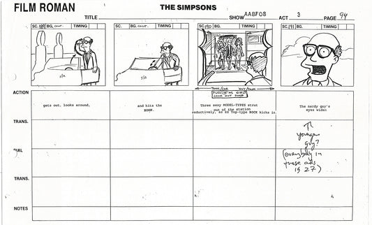 The Simpsons Production Animation Storyboard Copy Fox 1999 AS-03