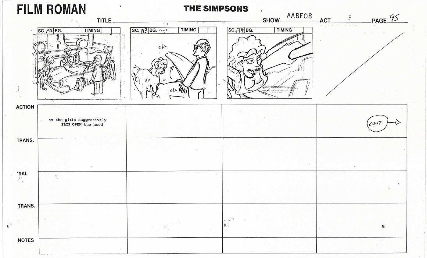 The Simpsons Production Animation Storyboard Copy Fox 1999 AS-04