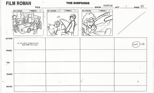 The Simpsons Production Animation Storyboard Copy Fox 1999 AS-04