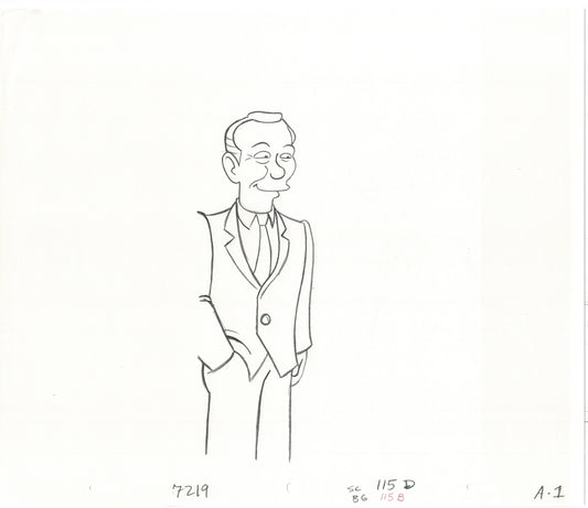 The Simpsons Carson Original Production Animation Cel Drawing likely from the 1990s Fox B-006