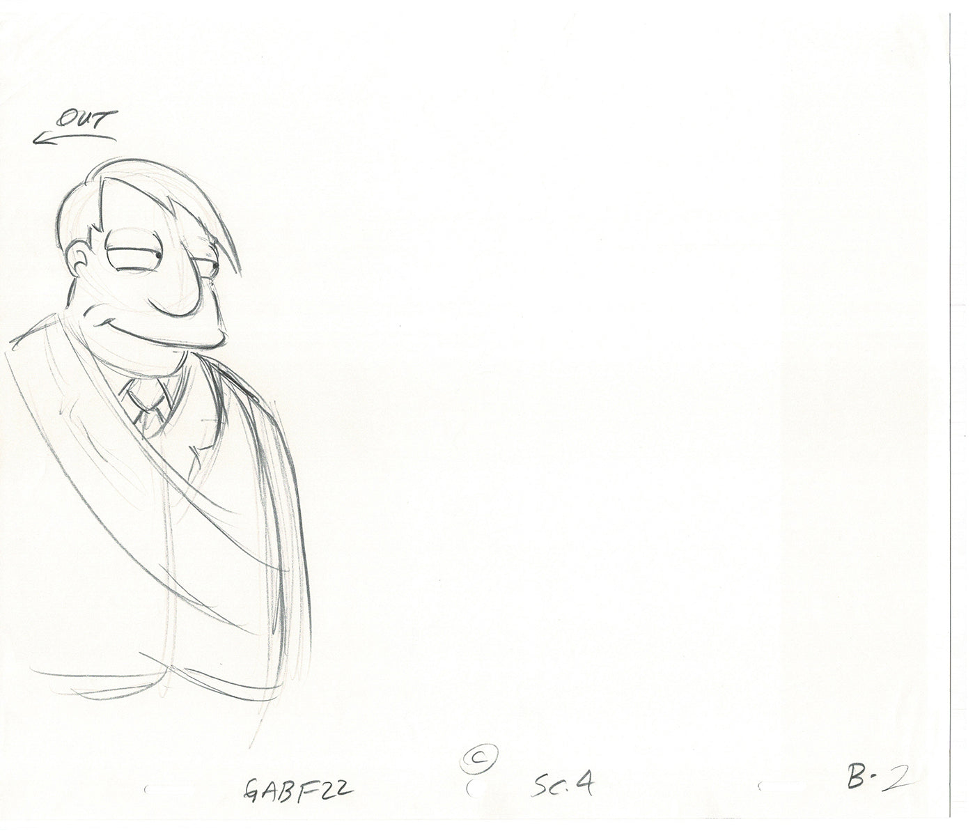 The Simpsons Mayor Quimby Original Production Animation Cel Drawing 2005 Fox CD-006
