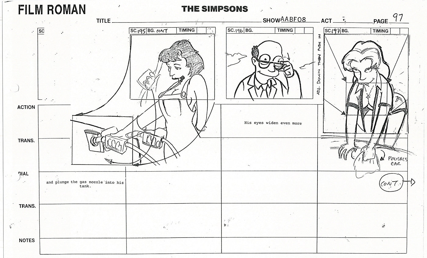 The Simpsons Production Animation Storyboard Copy Fox 1999 AS-06