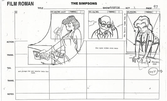 The Simpsons Production Animation Storyboard Copy Fox 1999 AS-06