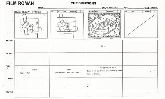 The Simpsons Production Animation Storyboard Copy Fox 1999 AS-08