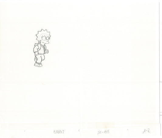 The Simpsons Original Production Animation Cel Drawing likely from the 1990s Fox B-009