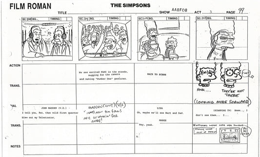 The Simpsons Production Animation Storyboard Copy Fox 1999 AS-09