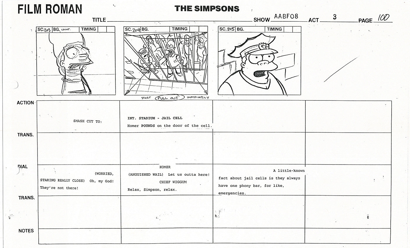 The Simpsons Production Animation Storyboard Copy Fox 1999 AS-10