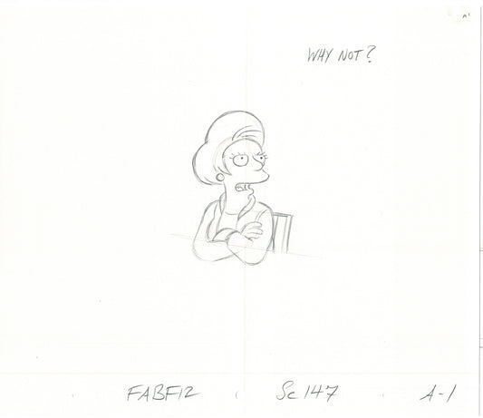 The Simpsons Original Production Animation Cel Drawing likely from the 1990s Fox B-011