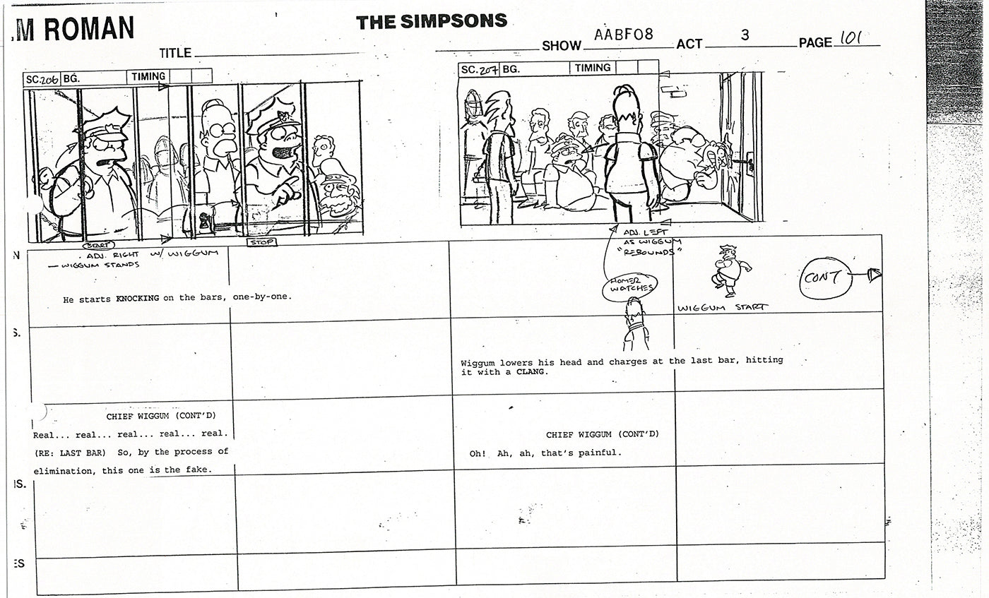 The Simpsons Production Animation Storyboard Copy Fox 1999 AS-11
