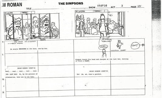 The Simpsons Production Animation Storyboard Copy Fox 1999 AS-11
