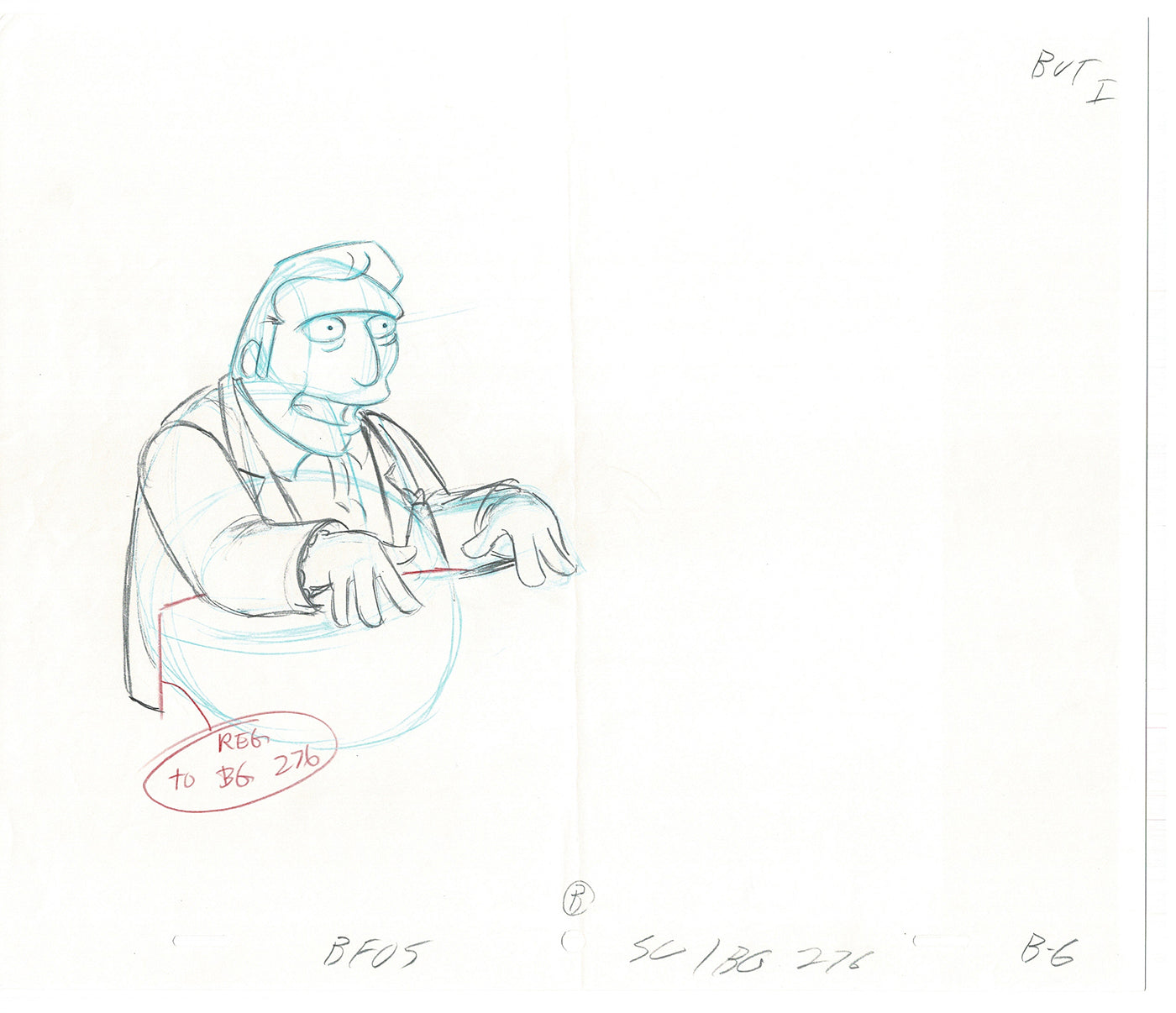 The Simpsons Fat Tony Original Production Animation Cel Drawing 1998 Fox CD-012