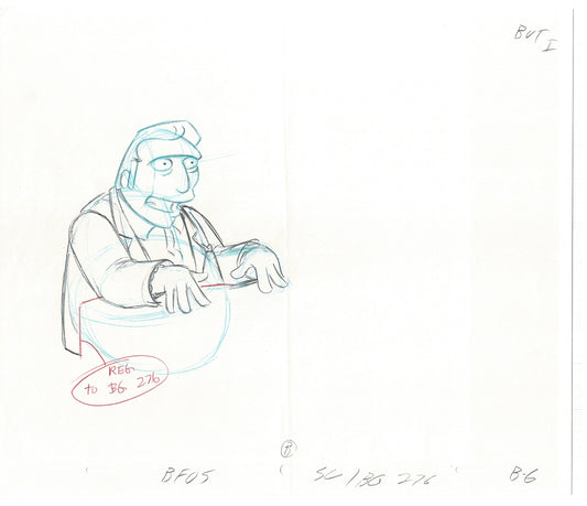 The Simpsons Fat Tony Original Production Animation Cel Drawing 1998 Fox CD-012