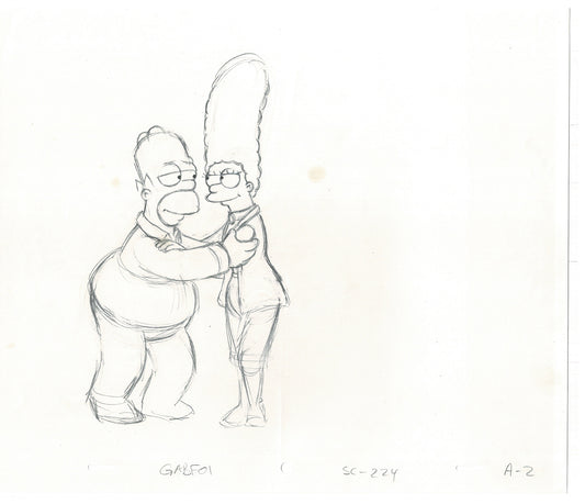The Simpsons Homer and Marge Cel Drawing Original Production Animation 1998 Fox CD-013