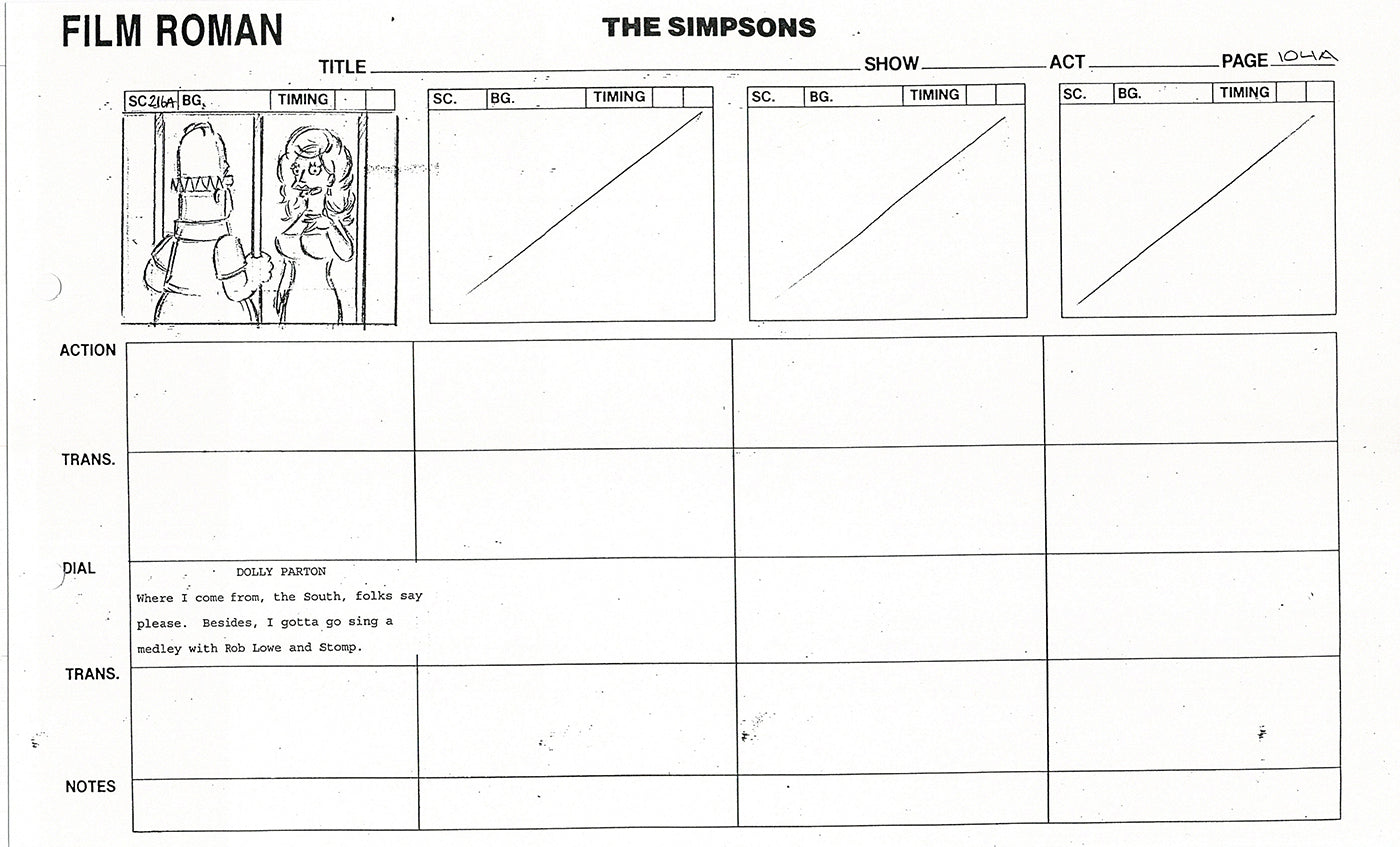 The Simpsons Production Animation Storyboard Copy Fox 1999 AS-15