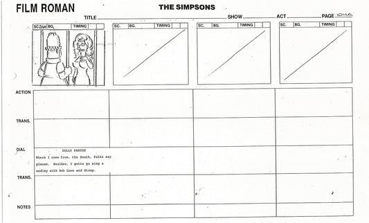 The Simpsons Production Animation Storyboard Copy Fox 1999 AS-15