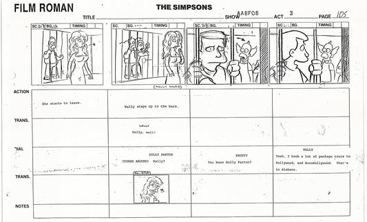 The Simpsons Production Animation Storyboard Copy Fox 1999 AS-16