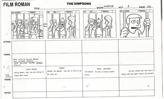 The Simpsons Production Animation Storyboard Copy Fox 1999 AS-17
