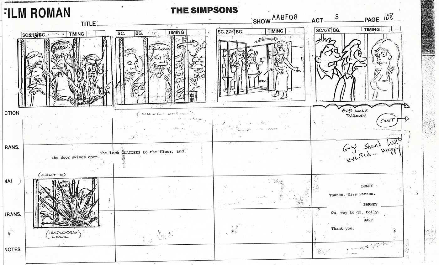 The Simpsons Production Animation Storyboard Copy Fox 1999 AS-19