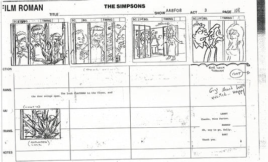 The Simpsons Production Animation Storyboard Copy Fox 1999 AS-19