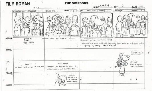 The Simpsons Production Animation Storyboard Copy Fox 1999 AS-20