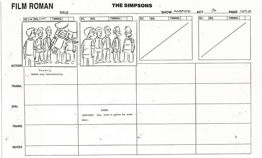 The Simpsons Production Animation Storyboard Copy Fox 1999 AS-21